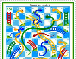 Serpents et échelles.  Imprimez et jouez.  Jeux de société Jeux avec échelles et serpents