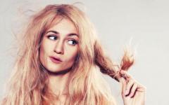 Masks, moisturizers, nutrition and vitamins for dry hair