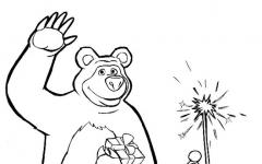कार्टून माशा और भालू से रंग भरने वाले पन्ने
