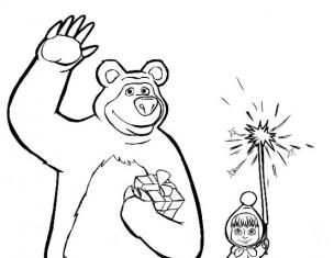 Coloriages du dessin animé Masha et l'ours